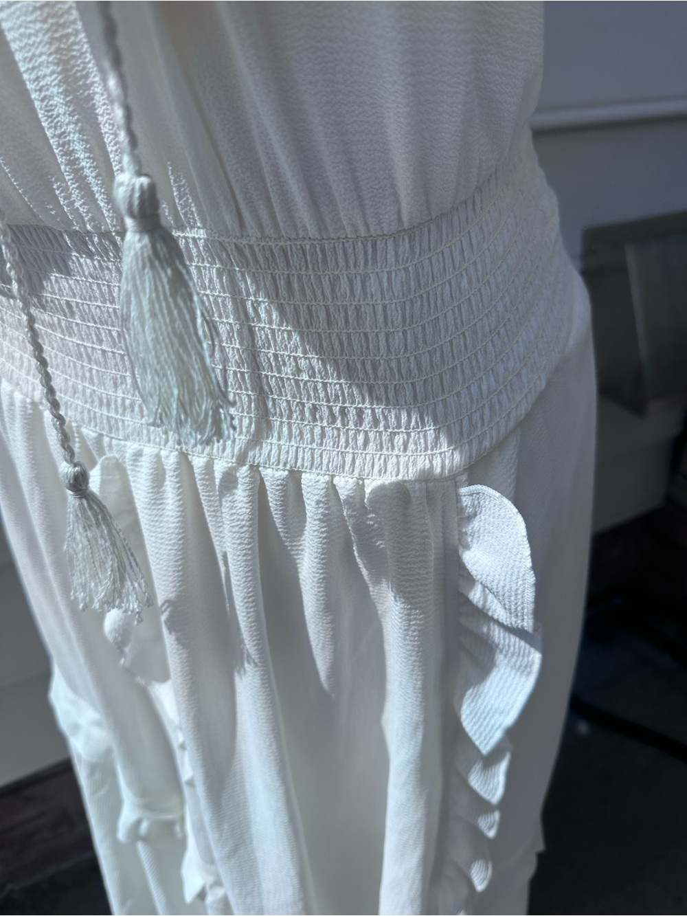 Chelsea & Violet White Ruffled Lace-Up Maxi Dress - Picture 4 of 7